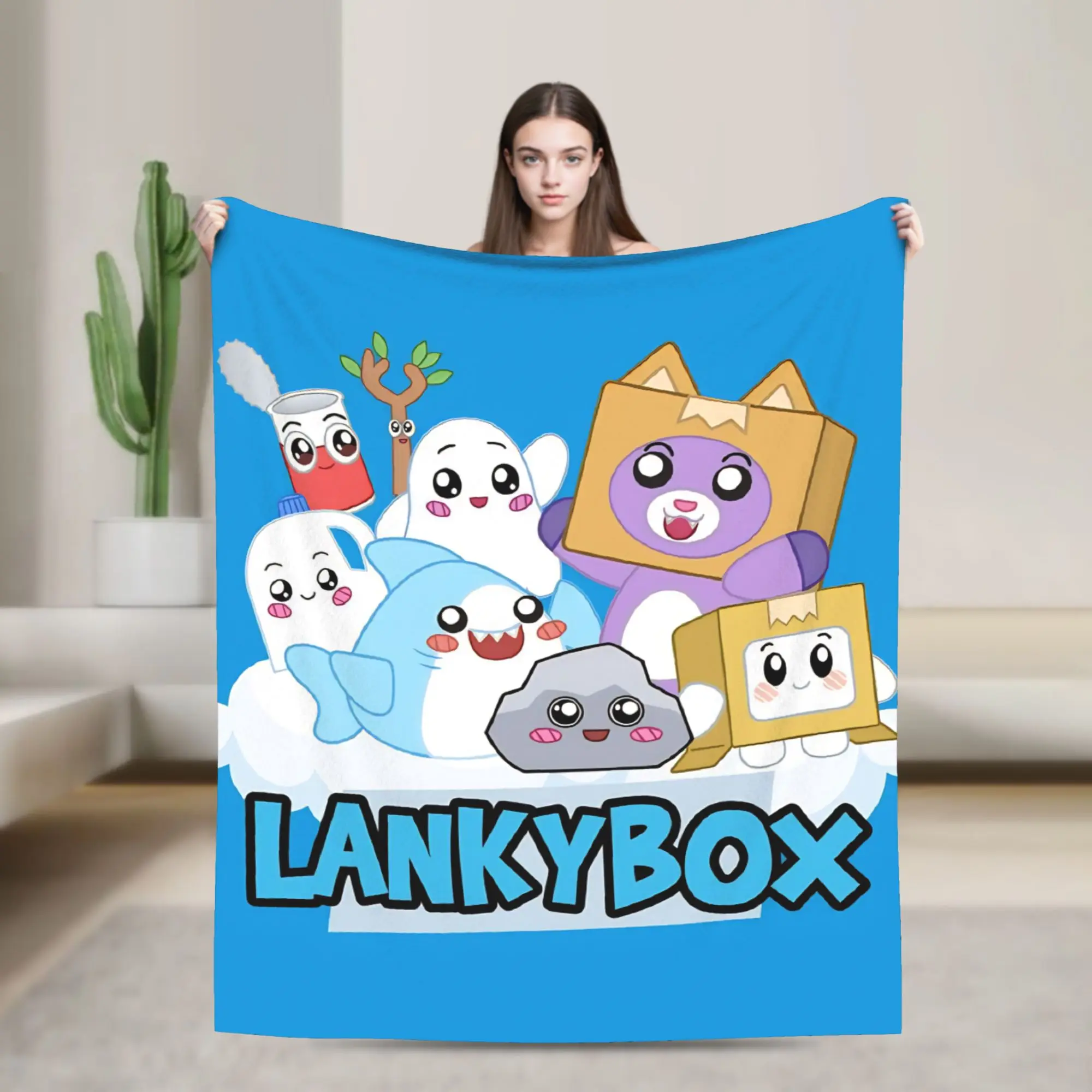 Foxy Boxy and Rocky Lankybox Blanket  Travel Flannel Bedding Throws For Couch Bed Warm Soft Custom DIY Quality Bedspread Gift
