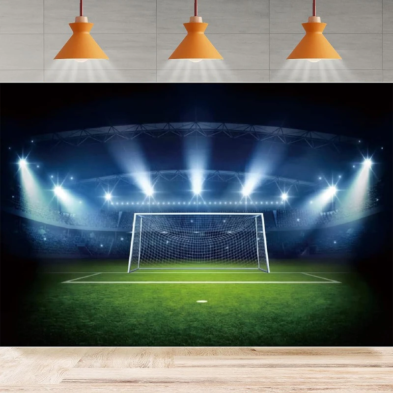 

Football Field Photography Backdrop Party Super Bowl Photo Stadium Light Themed Birthday Background Wall Home Party Decor Banner