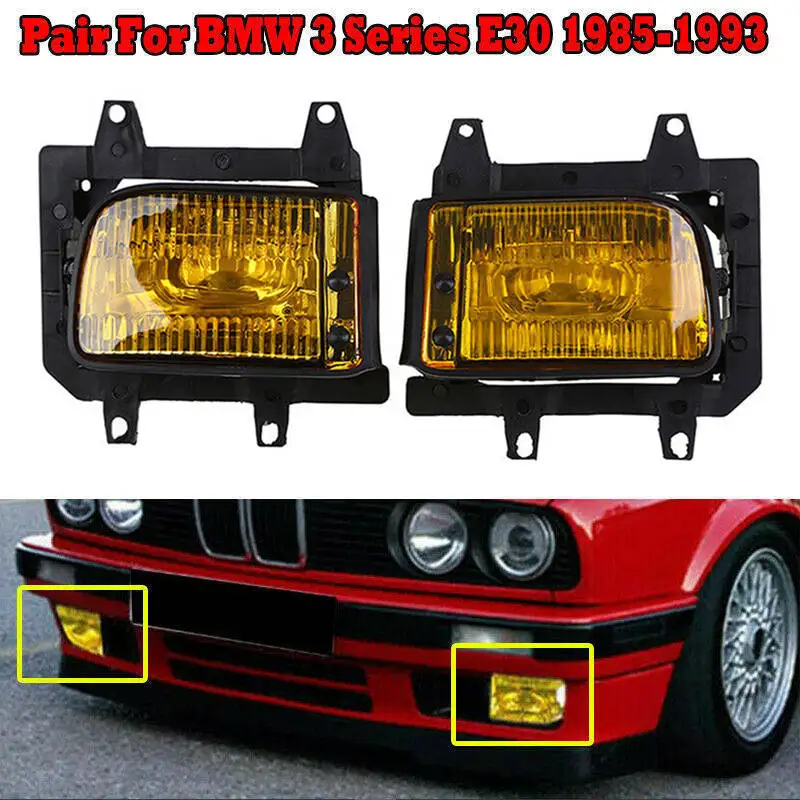 

1 Pair Car Fog Light Front Bumper Lens Smoke Yellow Daytime Running Lamp For BMW 3 Series E30 1985-1993 63171385945 63171385946