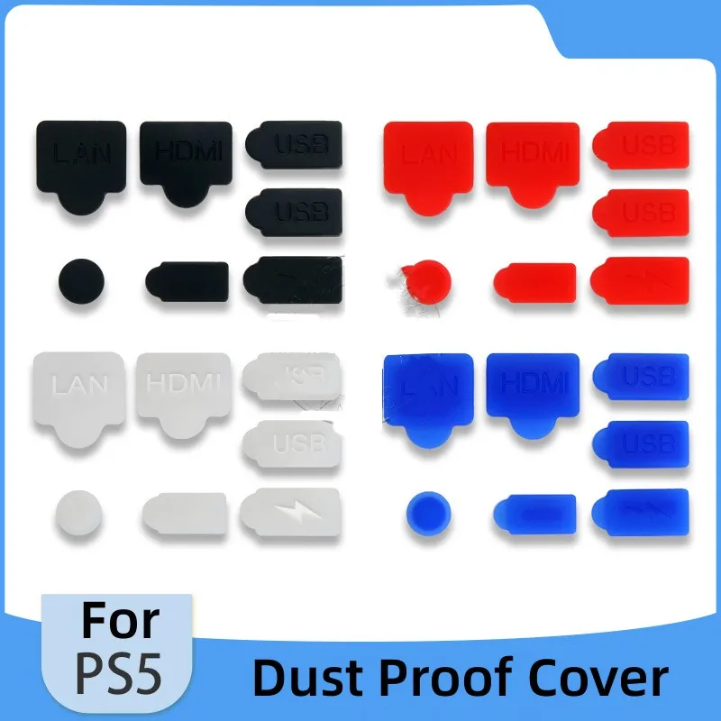 6/7PCS  Silicone Dust Proof Stopper For PS5 Gaming Console Replaceable Soft Silicone Dustproof Kit For PS5 Games Accessories