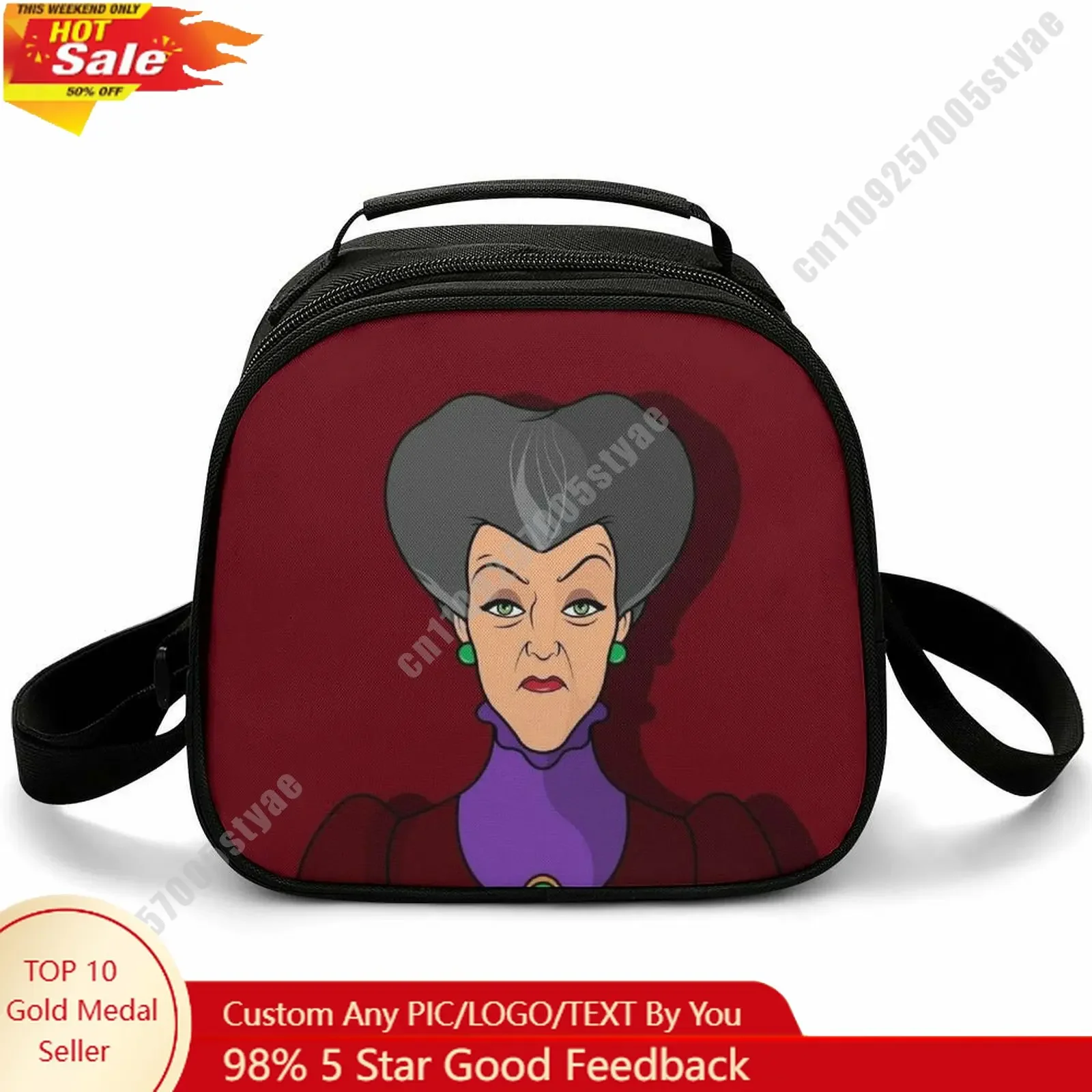 

Lady Tremaine Lunch Bag Disney Animal Patterns Bento Bag Customizable Name Photo Logo Lunch box Essential Picnic Bag