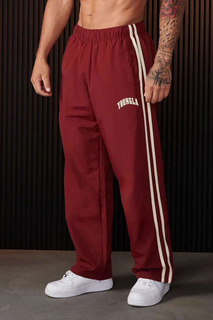 GIOVI Pantaloni sportivi da uomo Doppia striscia di giunture Stampati Casual Fitness Jogger Sport Fitness Pantaloni a gamba dritta a vita media