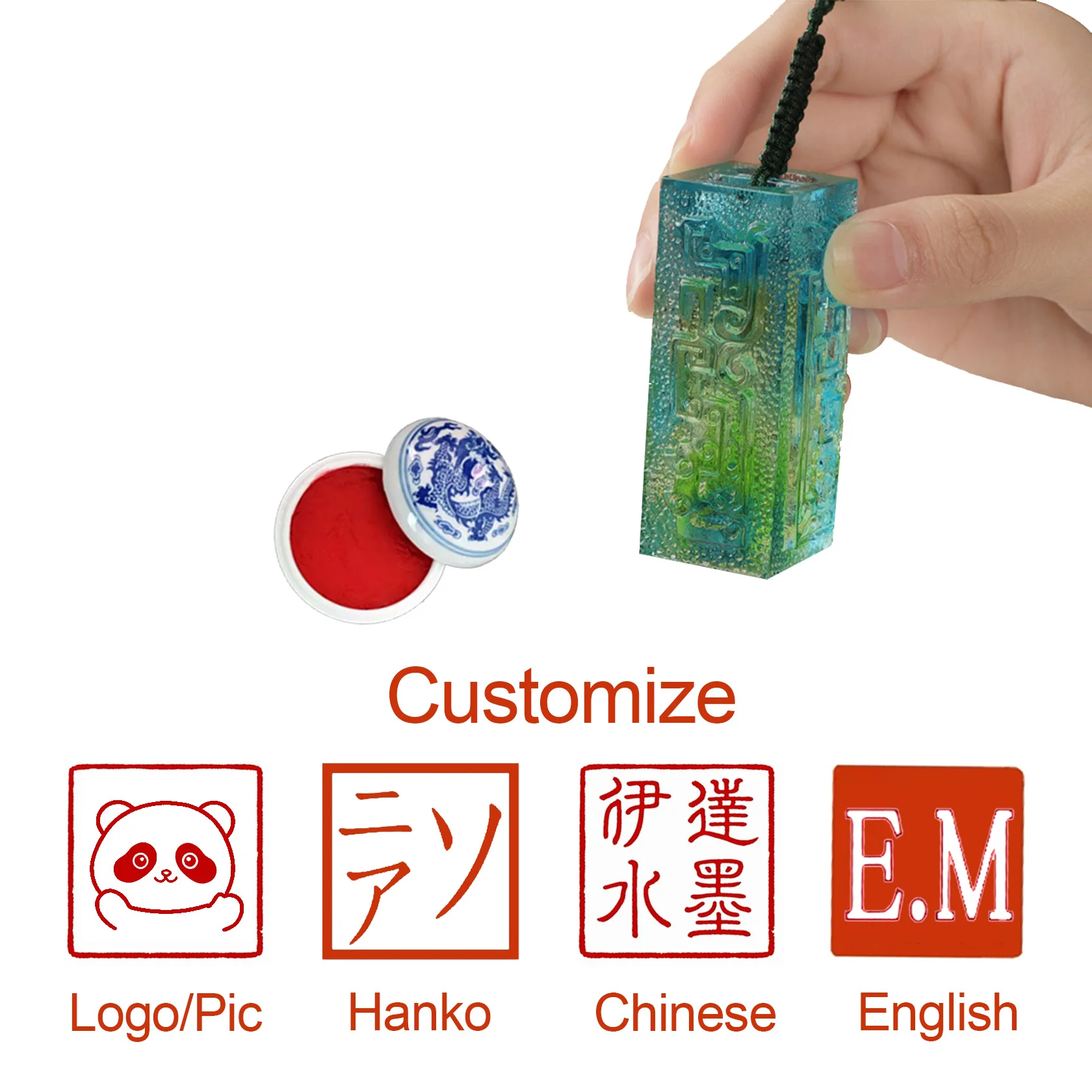 

Custom Chinese Name Stamp for Calligraphy Glass Seal Creative Gift Logo English Korean Hanko Stamps