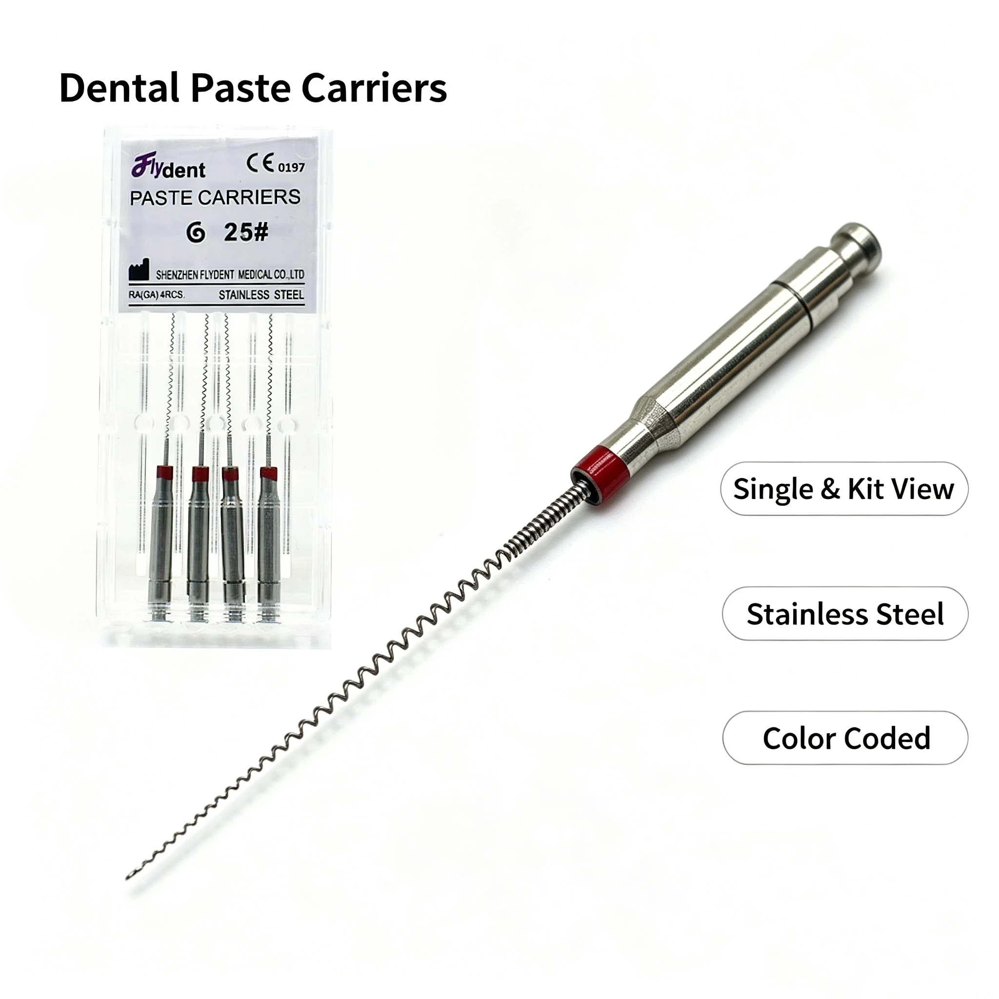 Dental Endodontic Rotary Paste Carriers Stainless Endo Files Engine Use Dentistry Tool 4pcs/Box