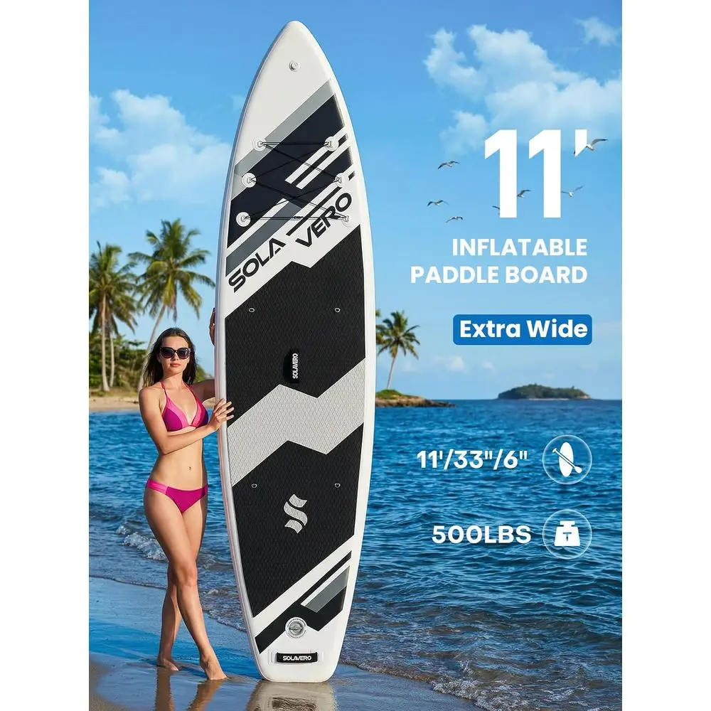 11' Inflatable Stand Up Paddle Board for Adults Up to 500LB, 33 Wide, with Premium Accessories, Non-Slip Deck, 10 D-Rings, Easy