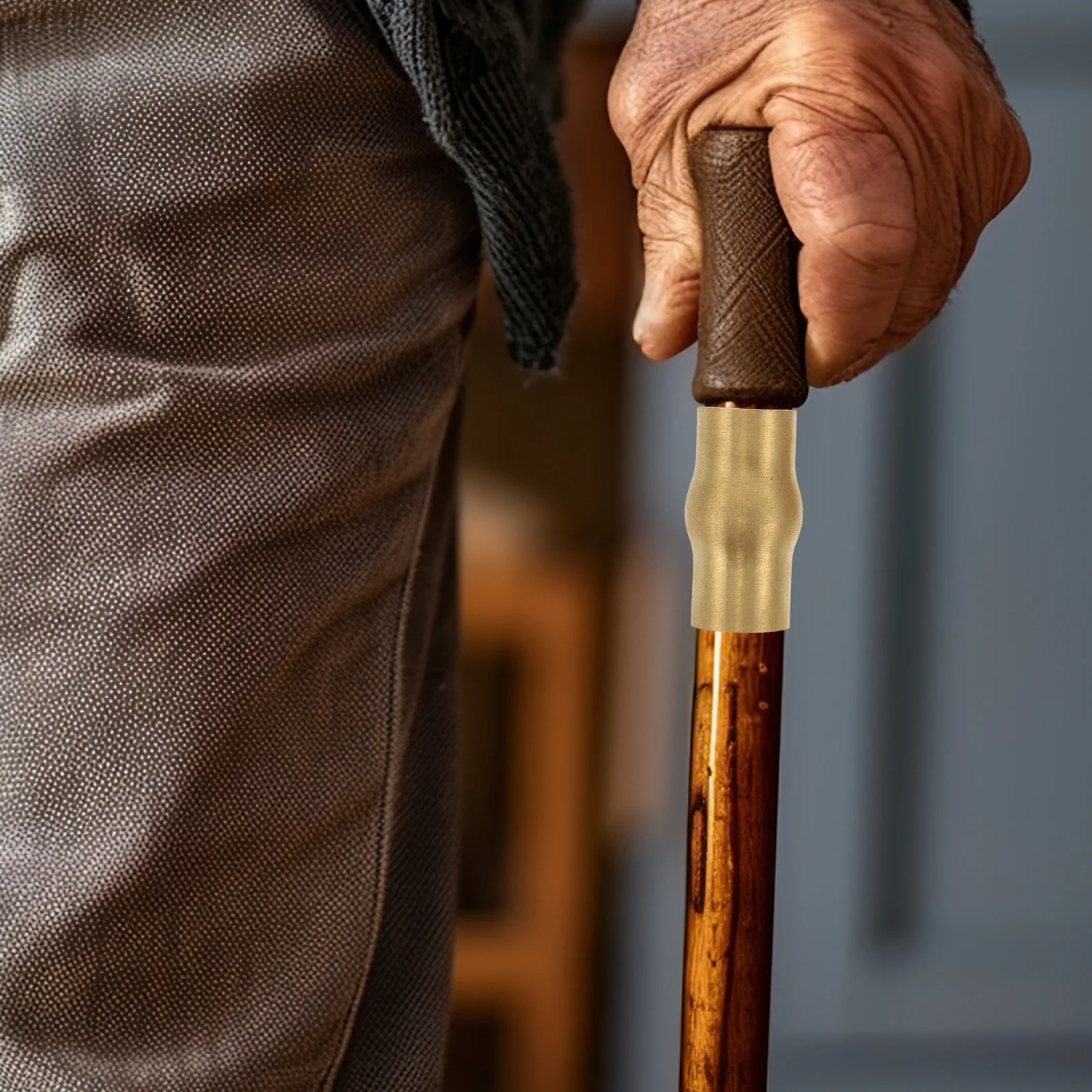 Cane Joint Accessories Copper Elderly Walking Stick Non-slip Cover Brass Parts Material Diy Convenience Antislip Design