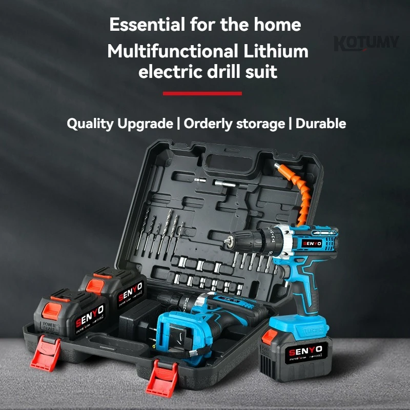 

Cordless Electric Drill Lithium Battery Mini Power Drill High Torque Screwdriver Household Power Tools Set