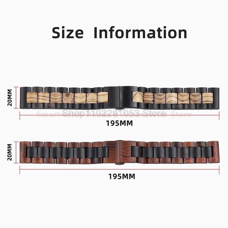 20mm 22mm Sandalwood Watch Band for Seiko for Omega for Huawei Watch GT2 GT3 Quick Release Bracelet Butterfly Buckle Wrist Band