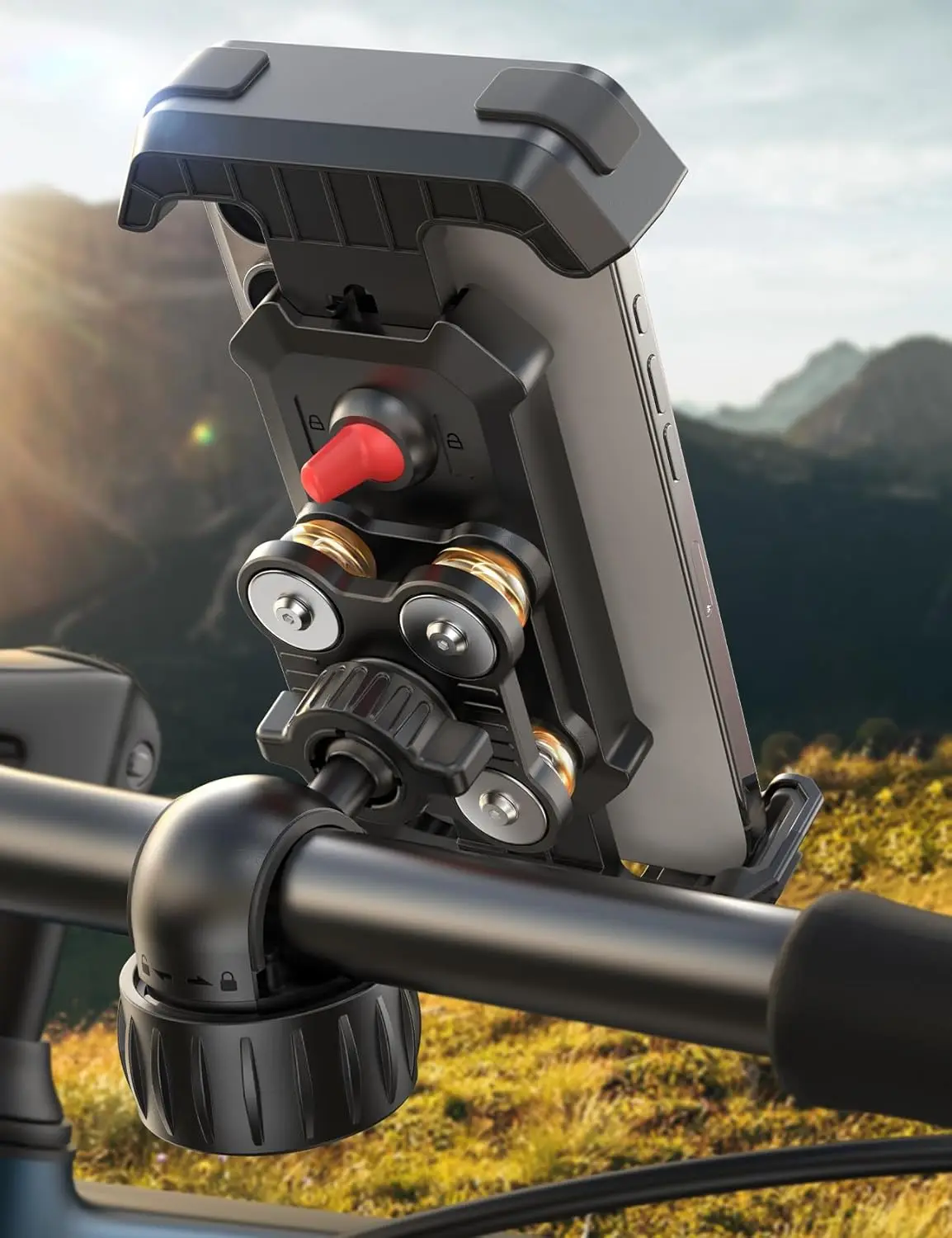 

Противовибрационный держатель для телефона на велосипед с двойным амортизатором, ультрастабильное крепление для мотоцикла для iPhone и Android 4.7-7 дюймов