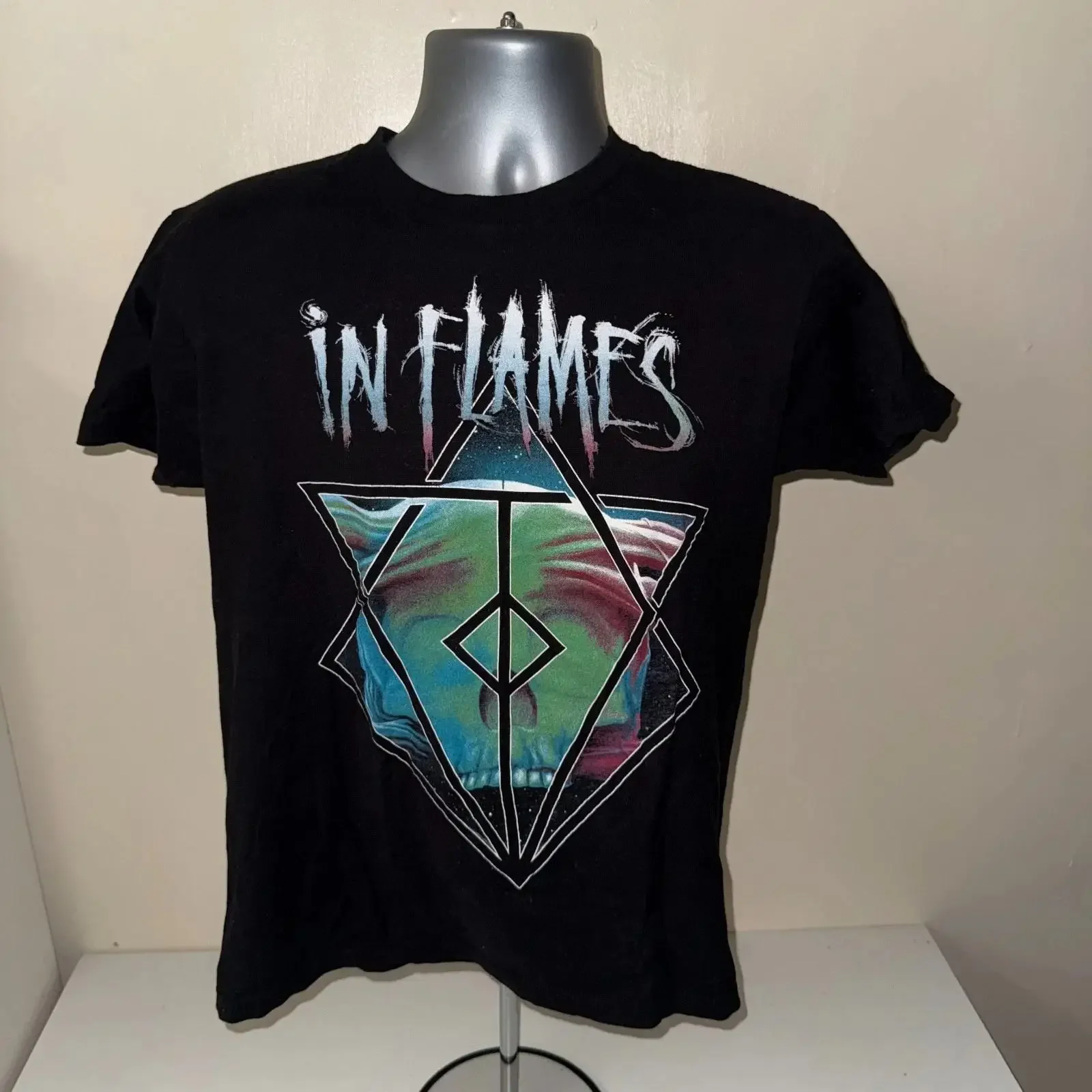In Flames Battles T-Shirt Medium Schwarz Offizielles Melodic Death Metal Band Vintage Washed Graphic Stylisch Weich Vielseitig