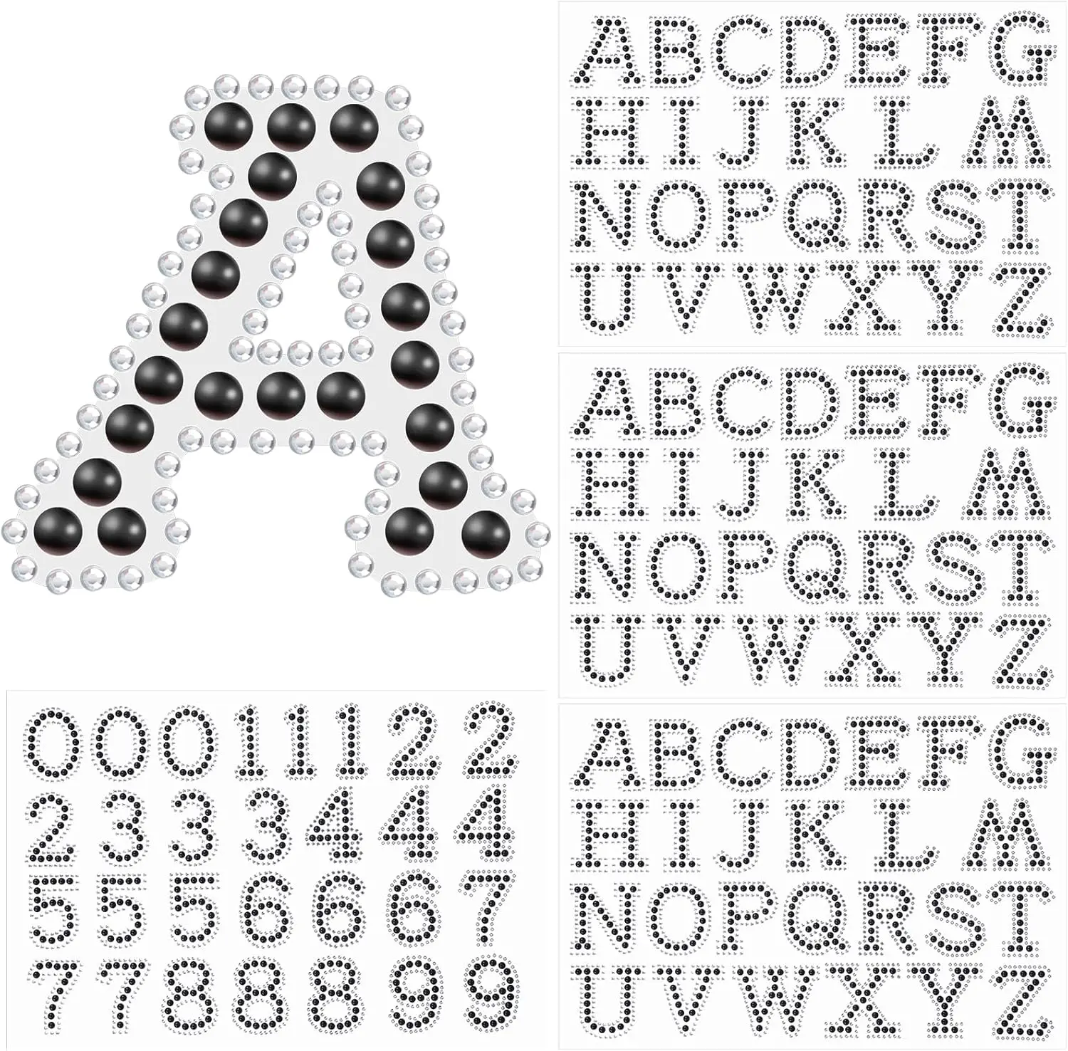 

107 Pcs Pearl Rhinestone Self Adhesive Stickers with Glitter Letters and Numbers for DIY Crafts