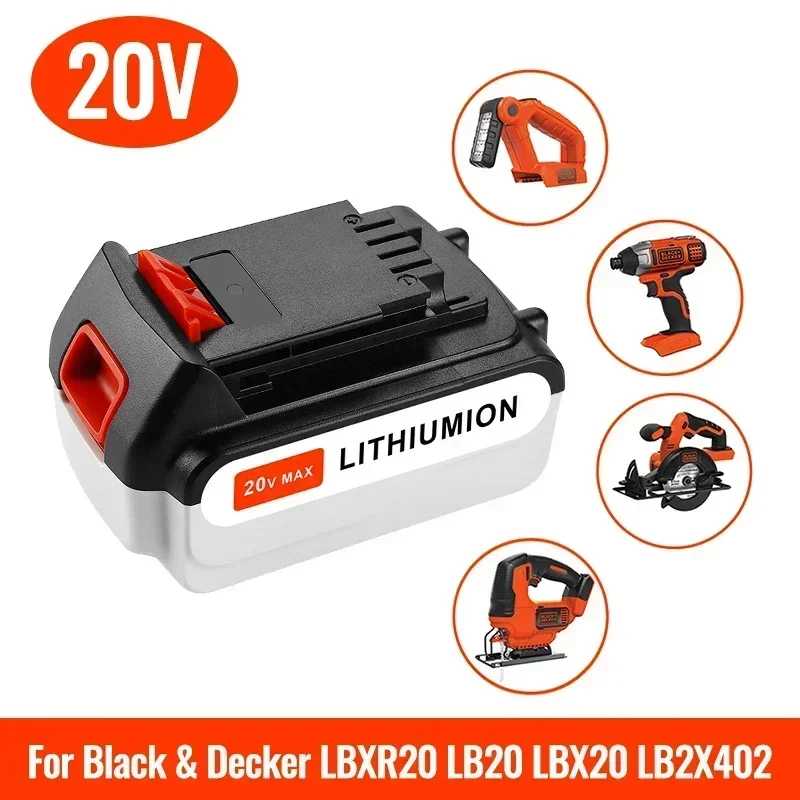 100% original 20V 12800mAh Li-ion Rechargeable Battery Power Tool Replacement Battery for BLACK & DECKER LB20 LBX20 LBXR20