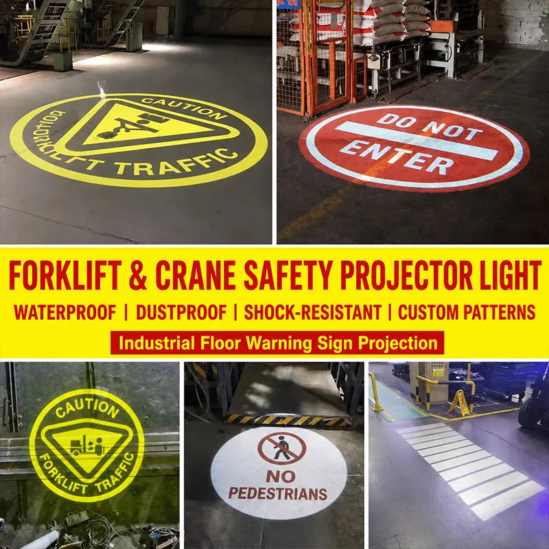Industrial Safety Warning Projector Light for Forklifts Cranes Custom Floor Sign Projector Waterproof Dustproof Shockproof