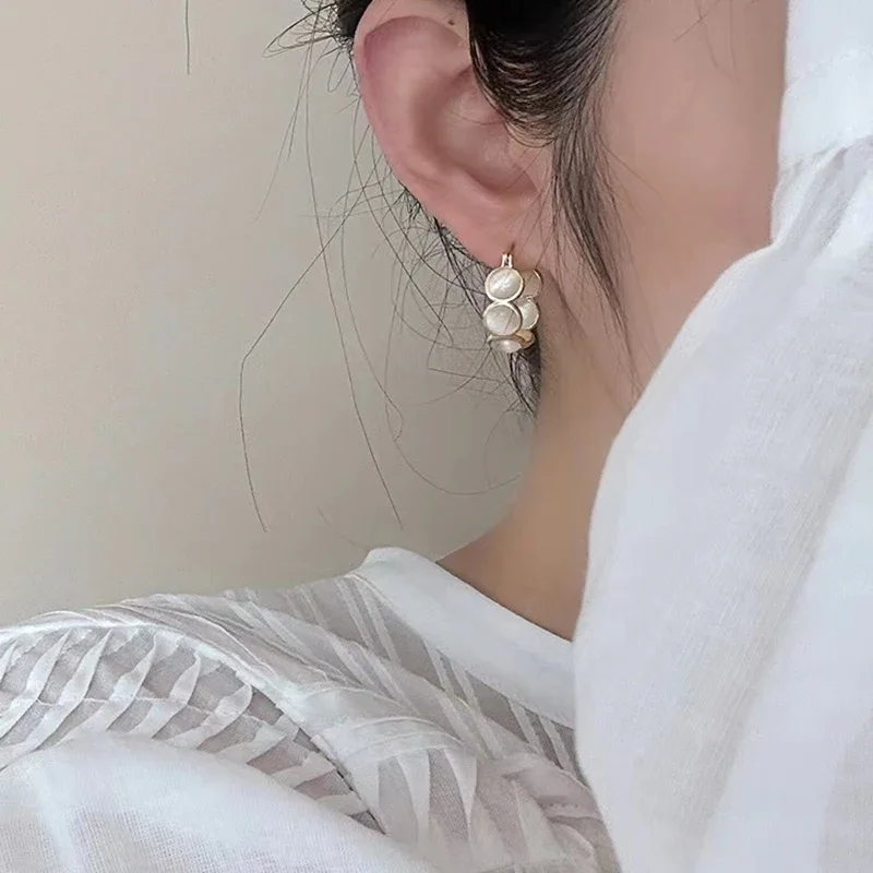 White & Green Stone Hoop Earrings — product information 8