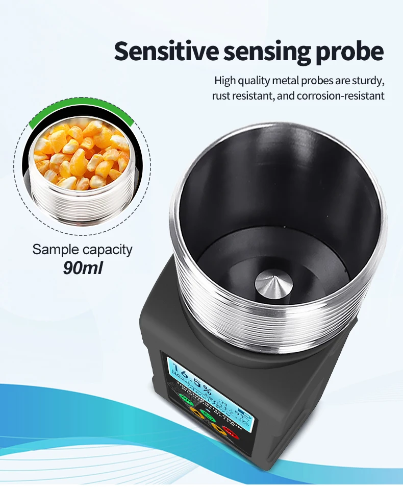 Coffee Bean Moisture Meter 40 Grains Tester, Digital Humidity Analyzer with ±0.5% Accuracy for Cocoa Wheat Corn, Home Farm Use