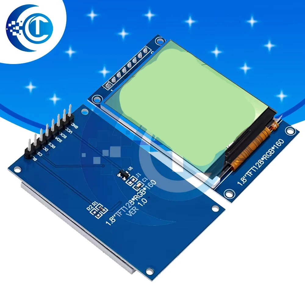

1,8 дюймовый TFT 128x160 серийный модуль дисплея SPI широкоугольный цветной экран синий