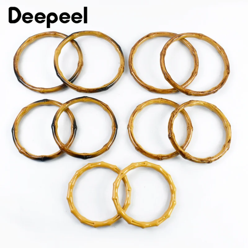 2/4Pcs 12/13/15cm Faux Bamboo Bag Handles for Crochet Bag Woven Handbag Round Purse Handle DIY Bag Replacement Accessories