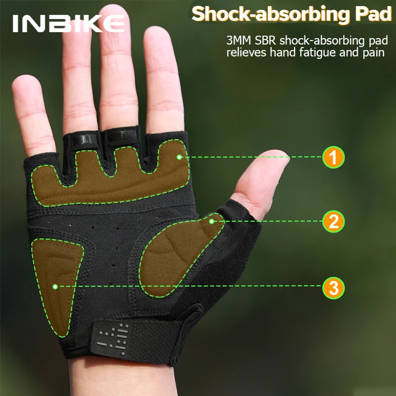 INBIKE Men\'s Cycling Gloves Half Finger Summer MTB Gloves Shock-absorption Mountain Bike Gym Sports Gloves Cycling Accessories