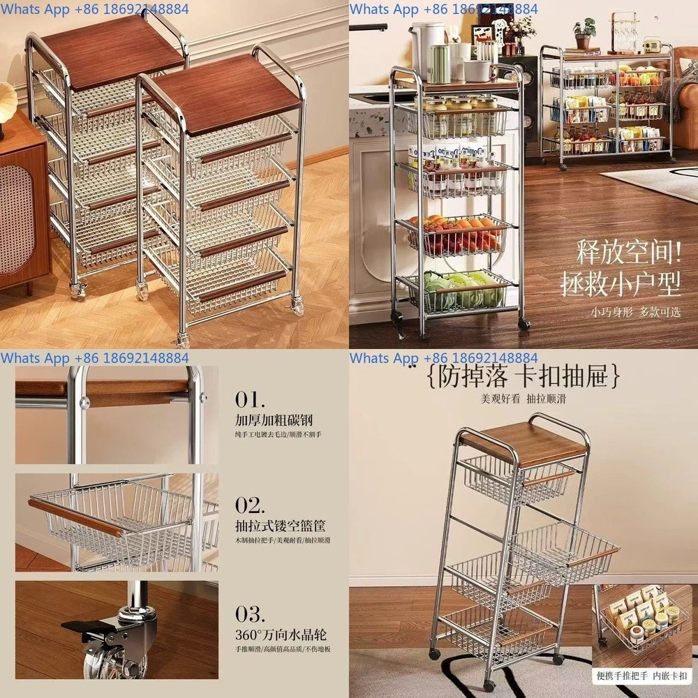

Vintage Style Storage Cart Mobile Snack Trolley for Living Room Kitchen Fruits Vegetables Organizer Multi Functional Home