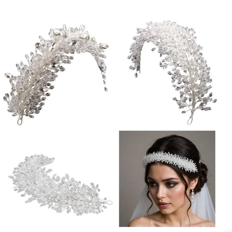 

X4YA Durability Rhinestones Headbands Stylish Women Headpiece Role Playing Crowns for Bride and Parties