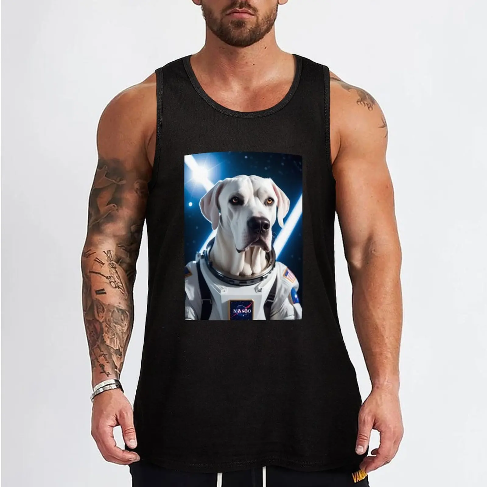 Astronaut White Great Dane, Space Animals Collection! Galaxy BG Tank Top sleeveless vest men Clothing