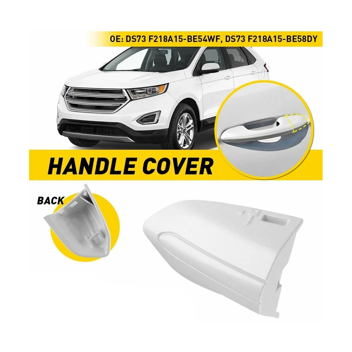 DS7Z-54218A15-DC Car Front Left Door Handle Lock Bezel Cover for Ford Fusion Edge 2015-2020 Pearl White