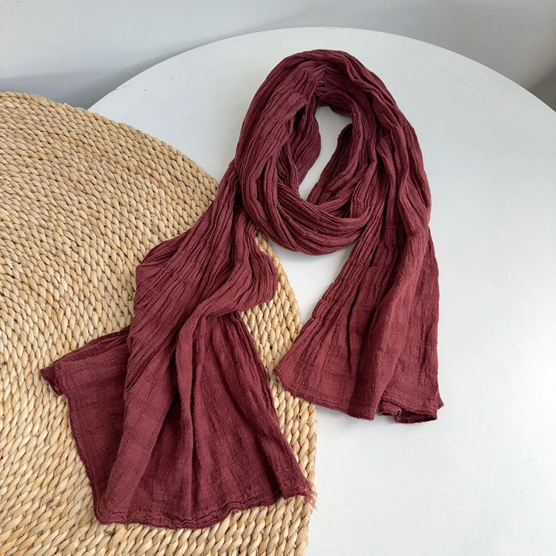 وشاح نسائي من القطن والكتان برقبة قابل للتنفس للحماية من الشمس إكسسوار دافئ لعطلة الصيف والخريف الفاخرة #5