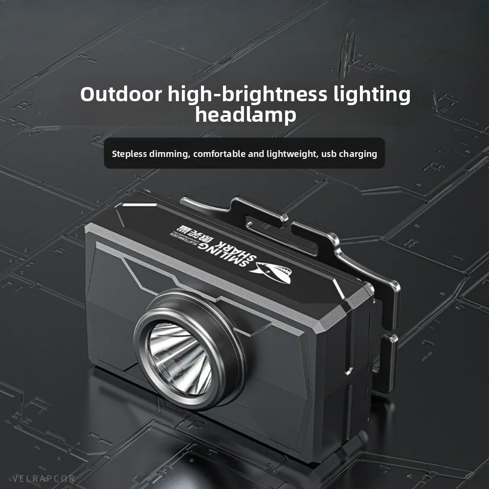 Mini Outdoor Head-Mounted Headlamp Portable ABS Fixed-Focus Headlight with 3-Gear Adjustment & Stepless Dimming Fishing &Camping