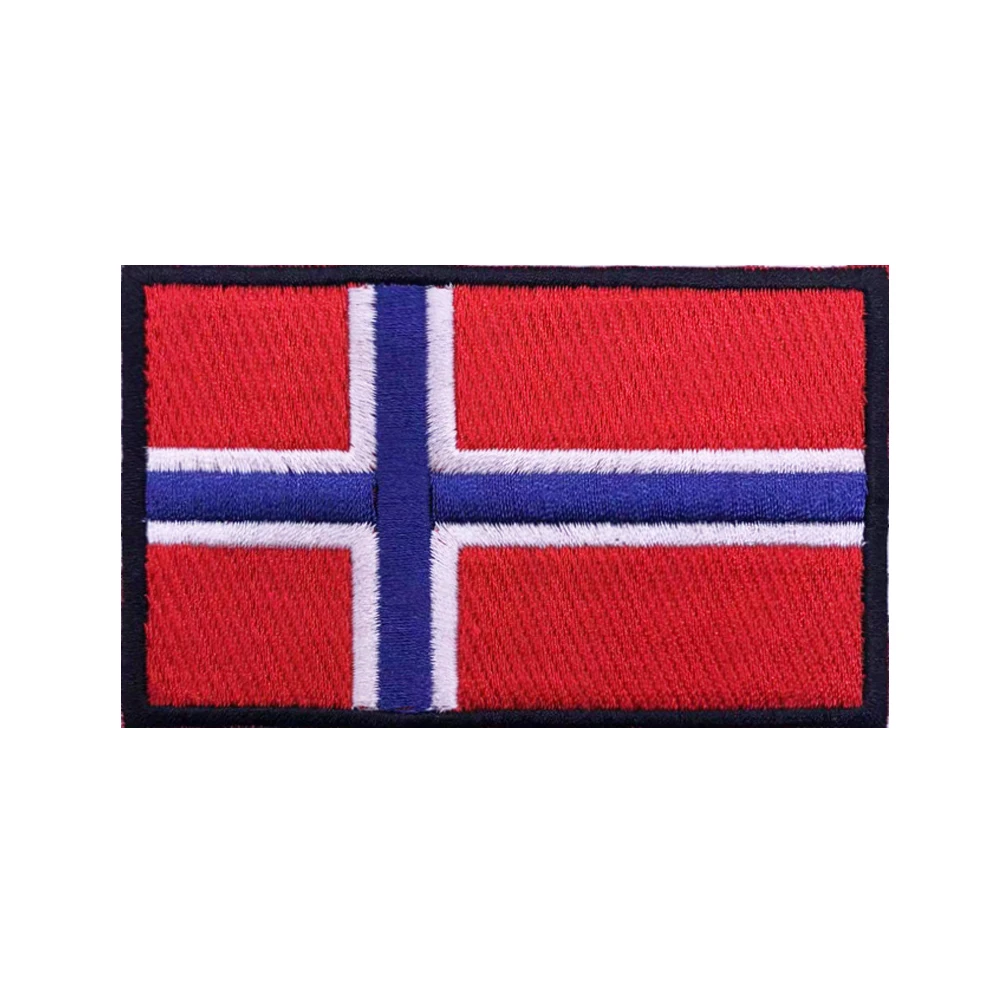 Norwegian flag Norway Patches Armband Embroidered Patch Hook & Loop Iron On Embroidery  Badge Military Stripe