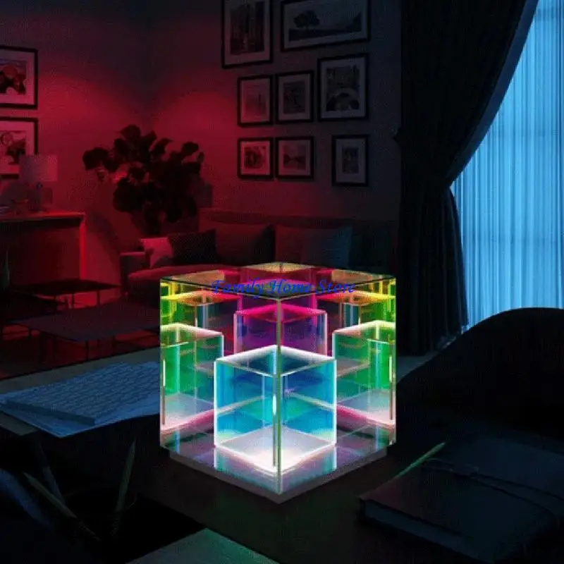 

P0uf светодиодный настроение Light -лампа кубика Декоративное освещение с теплыми цветовыми огнями для детей
