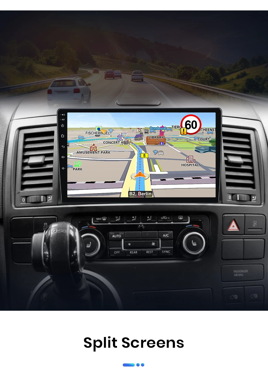 Junsun Autoradio für VW Multivan T5 Transporter 2003-2015 mit CarPlay, Android Auto, FM, RDS, DSP, BT, GPS-Navigation, Lenkradfernbedienung, HD IPS Touchscreen, Plug & Play Multimedia-Player, Freisprechfunktion, Original-Autostil-Haupteinheit – Detail 22