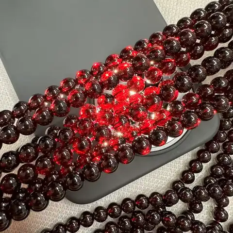 AAAA Nature GemStone Red Garnet Round Bead 6-8mm Jewelry Loose Beads For Making DIY Necklace Bracelet Accessories Wholesale 15''