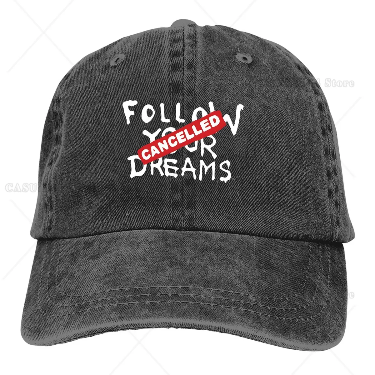 

Follow Your Dreams Cancelled Denim Baseball Cap Men Hats Women Visor Protection Snapback Banksy Art Caps