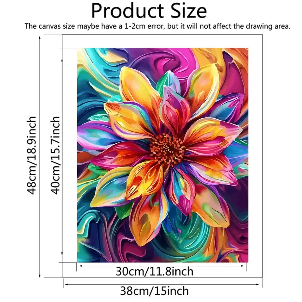 لوحة موموارت بالأرقام على شكل زهرة ملونة يمكنك صنعها بنفسك للبالغين المبتدئين رسم صورة قماشية لغرفة المعيشة ديكور المنزل #2