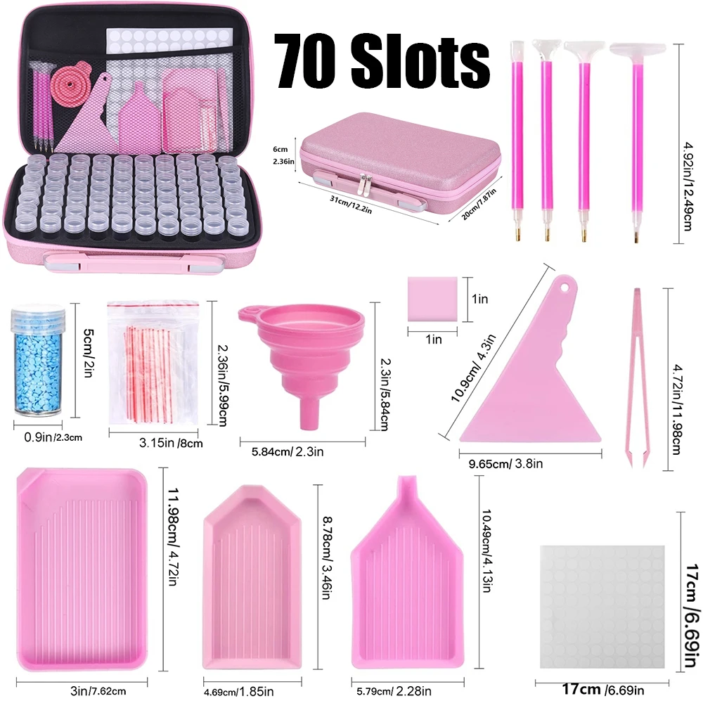 HOMFUN Diamond Painting Glitter Storage Containers Accessories, Art Organizer, For Jewelry Beads Rhinestones (30/60/70 Slots)