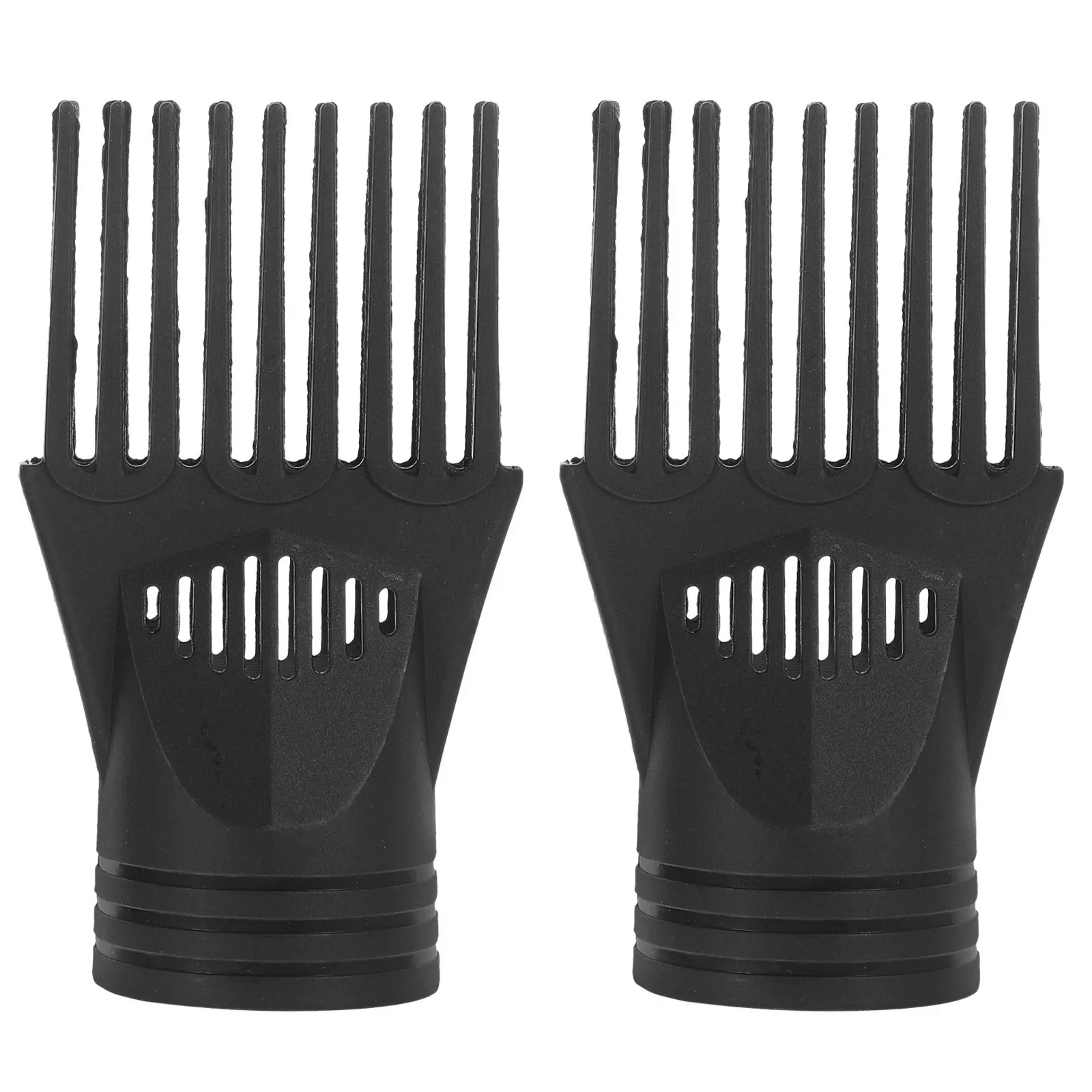 2pcs Blow Dryer Comb Attachment Black Durable Compatible Most Hair Dryers Uniform Heat Dissipation Concentrated Wind