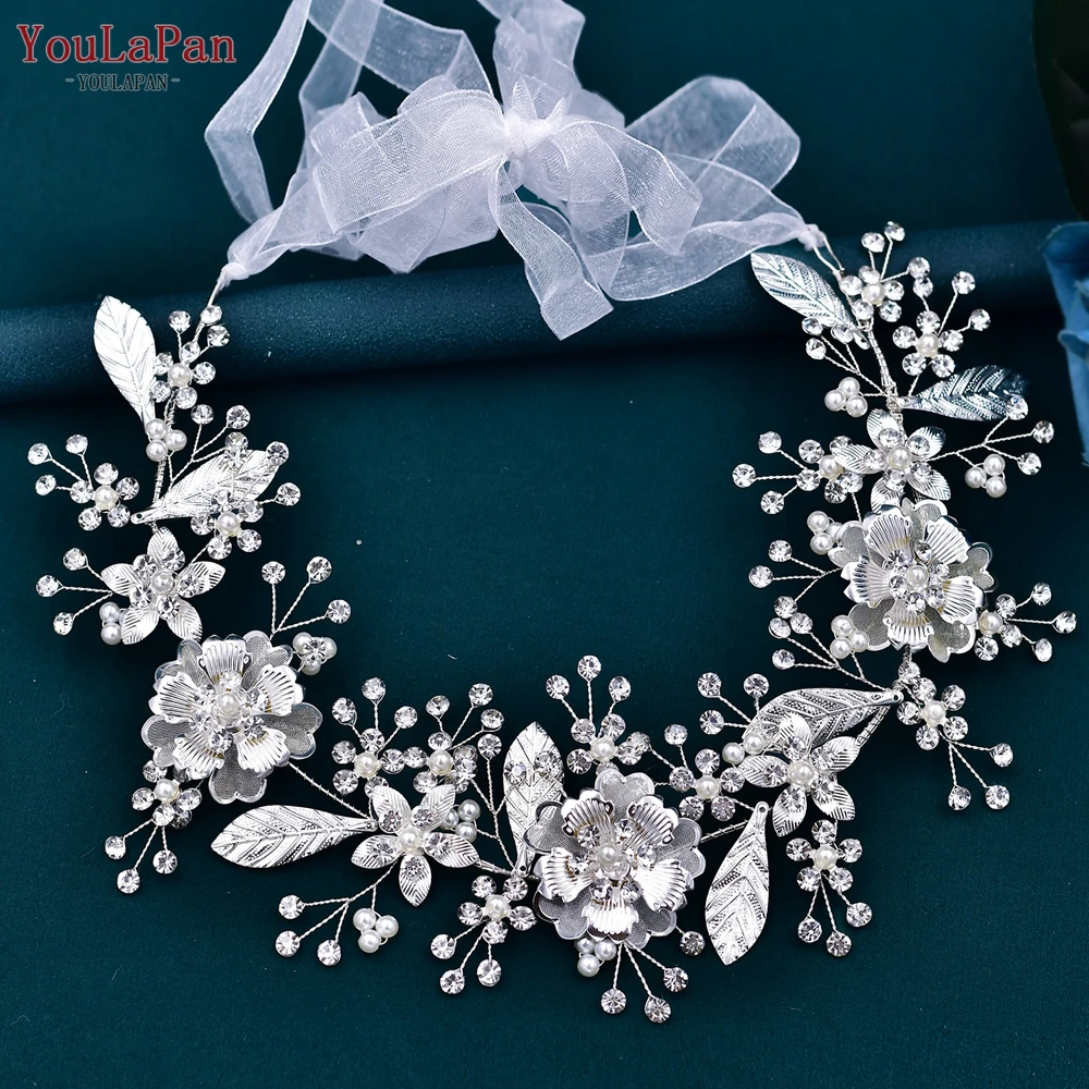 YouLaPan Silver Color Alloy Flower Belt Handmade Evening Gown Sash Belt for Party Wedding Bride Accessories Bridal Belt SH519 ﻿