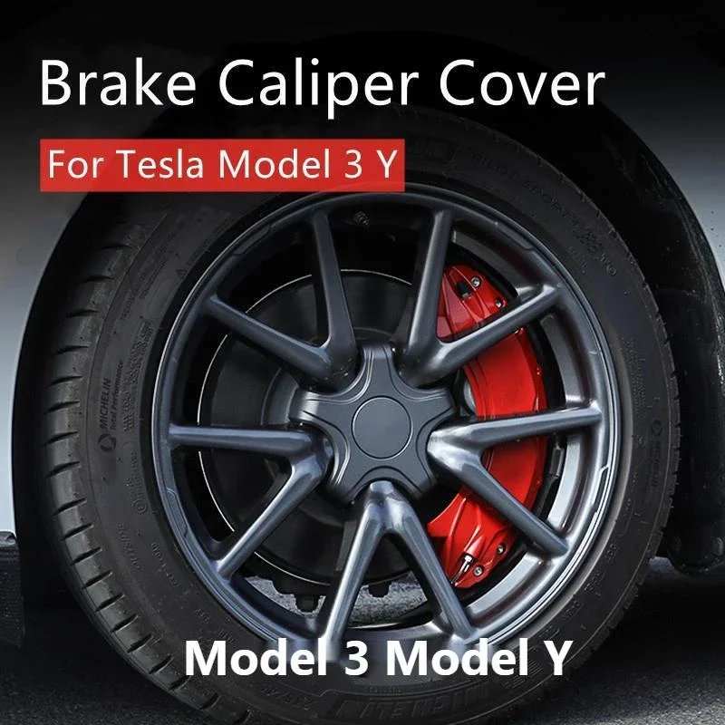 4Pcs Brake Caliper Cover For Tesla Model Y Accessories Car Modification Accessories Athletic Decoration Covers 2018-2023