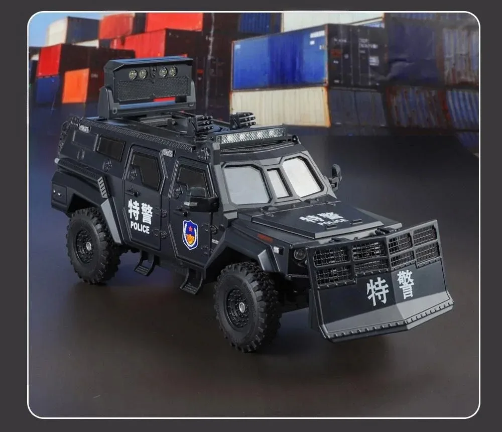 

1:24 Alloy Disperse Explosion Proof Car Model Metal Armored Car Diecast Tank Vehicles Model Simulation Sound Light Kids Toy Gift
