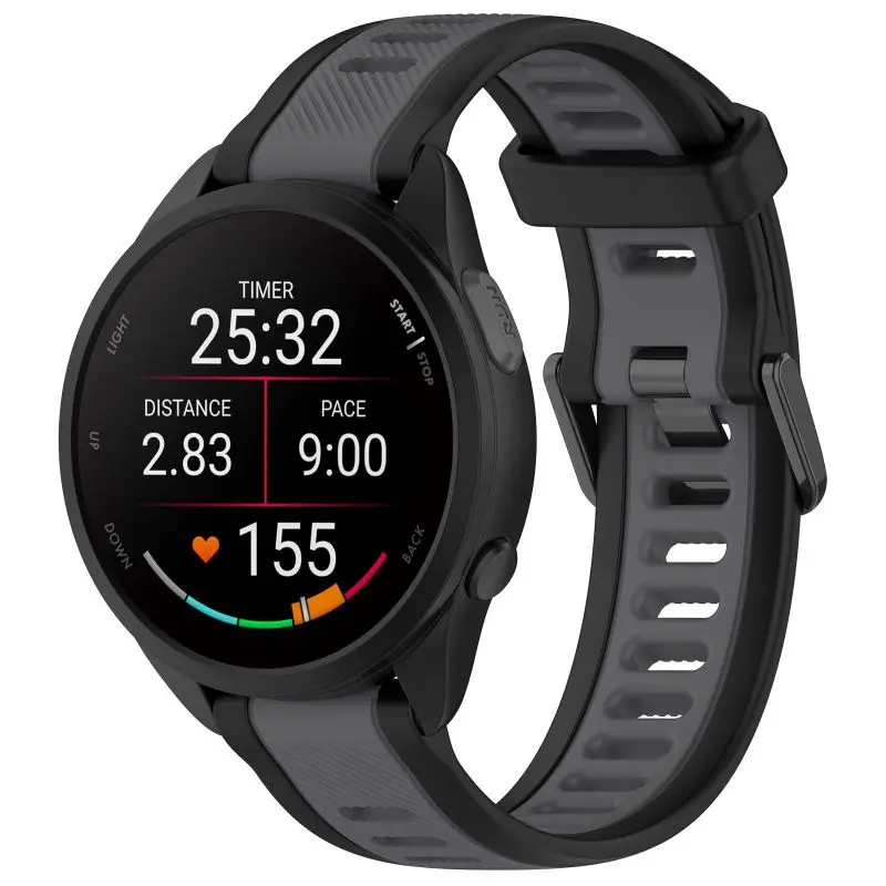 18 20 22MM Strap For Garmin Forerunner 165 265 255 Vivoactive 3 4 5 Venu 2 SQ 3 3S Bracelet Watch Two Color Silicone Run Band