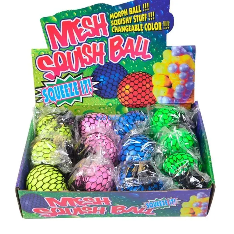 

29EE Anti-stress Mesh Grape Balls Relieve Pressure Balls Pack of 4 for Kids