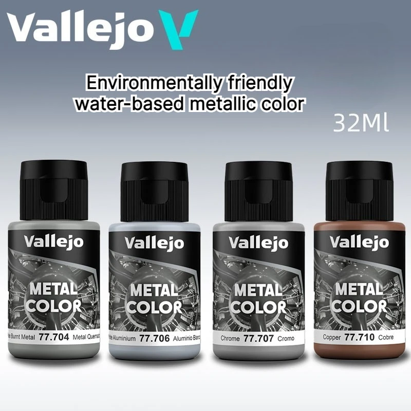 32ml Vallejo Metal Color Water-based Acrylic Metallic Airbrush Paint Hobby Pigment for Model Figure Airbrush Coloring
