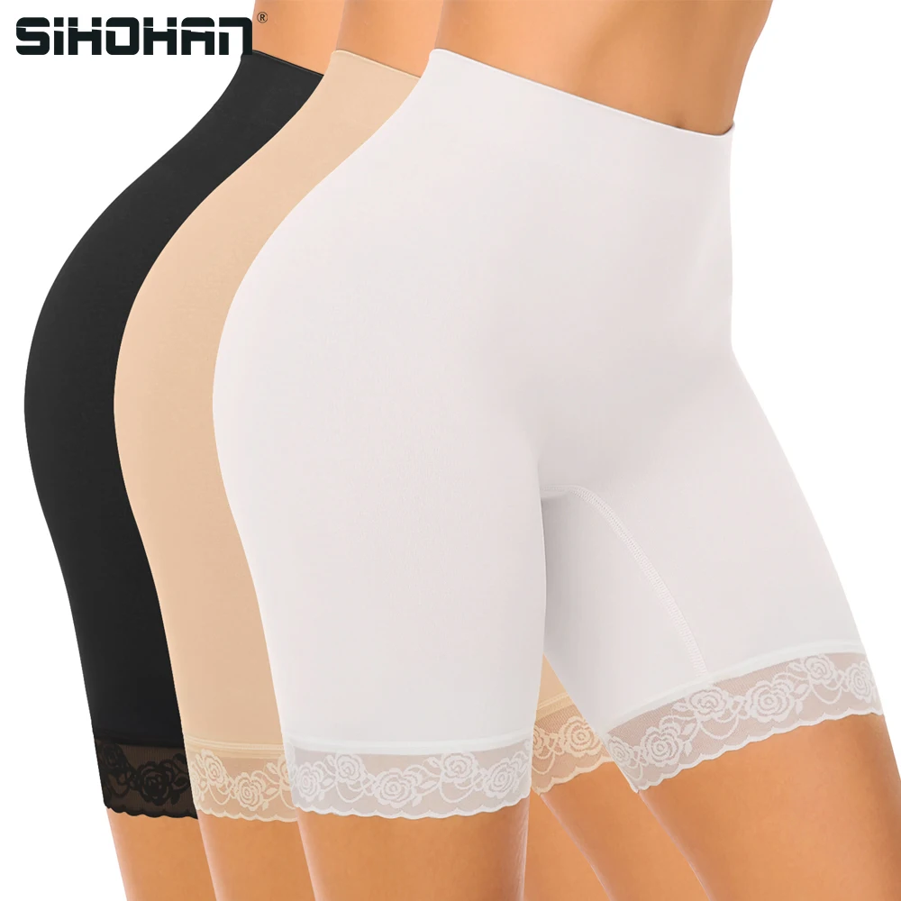 Women\'s Anti Chafing Shorts Lace Slip Boxer Briefs Seamless Safety Panties Breathable Undershorts for Under Dresses Skirts