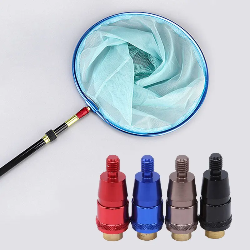 Fishing Rod Pole Connector 8mm Screws Quick Release Net Head Adapter Fishing Landing Harpoon Dip Aluminum Alloy Net Rod Parts