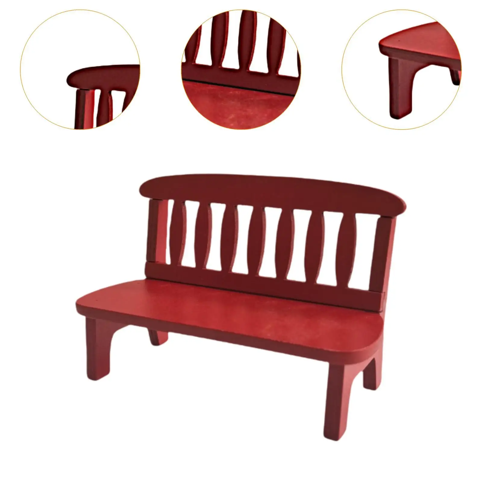 Mini-Puppenhausbank aus Holz, Miniaturbank für Puppenhäuser, Mittelstück, Doppelstuhl