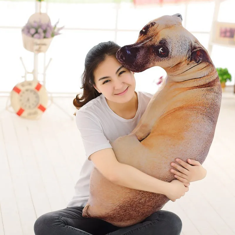 Large Dog Plush Body Pillow Cute Realistic Stuffed Cushion Dog Sofa Decorative Body Pillow Sleeping Chair Back Cushion Decor