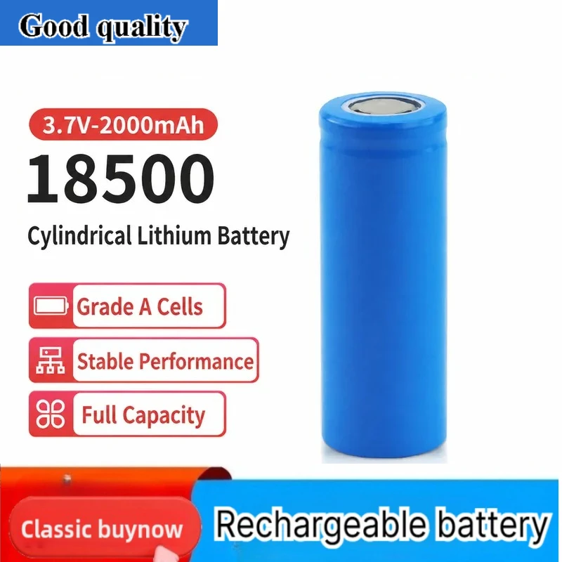 for 18500 Lithium Battery 2000mAh 3.7V High Rate Rechargeable Cell for Electric Hair Clipper Razor Juice Cup Power Bank