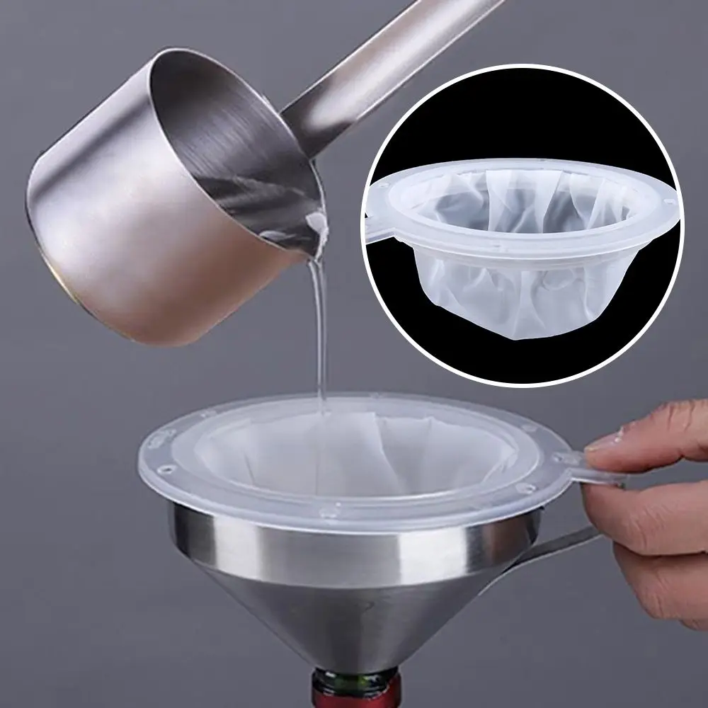13/15cm 100-450 Mesh Nylon Filter Stainless Steel Funnel Strainer For Fruit Milk Chinese Medicine Oil White Wine Boiled Water view 2