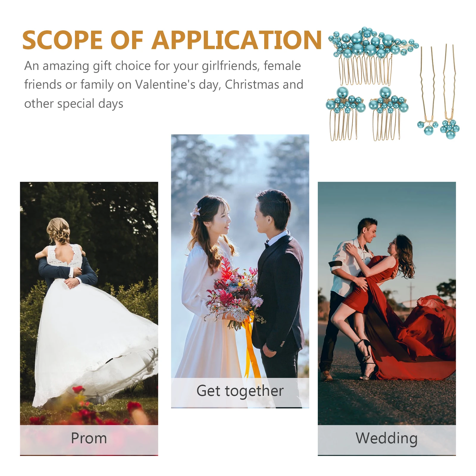 

1 set Green Pearl Hairpins U Shaped Comb Clip Bridal Wedding Accessories Pins for Hair Women Combs Bride Headpieces