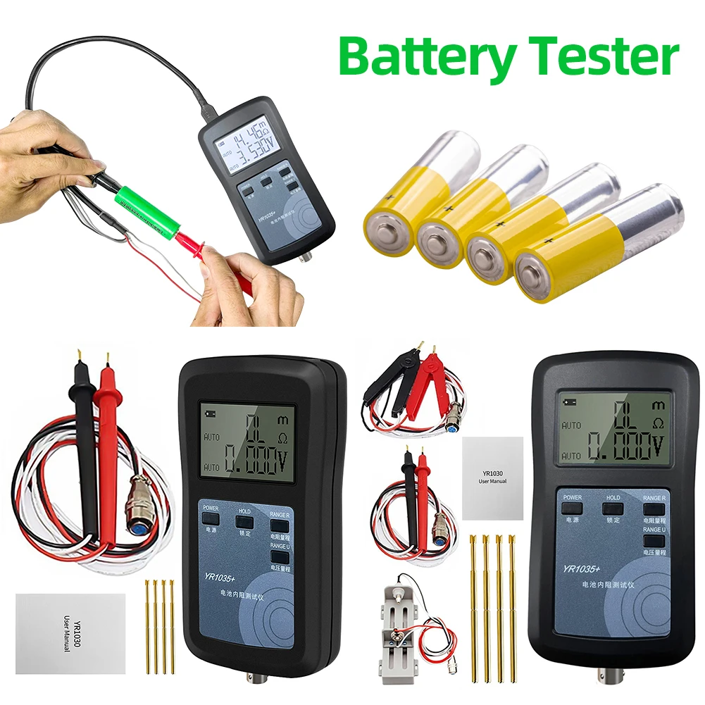 YR1035 + instrumento de prueba de resistencia interna Digital de 4 cables, medidor de ohmios interno de batería de 100V para batería de iones de litio Ni-MH ni-cd